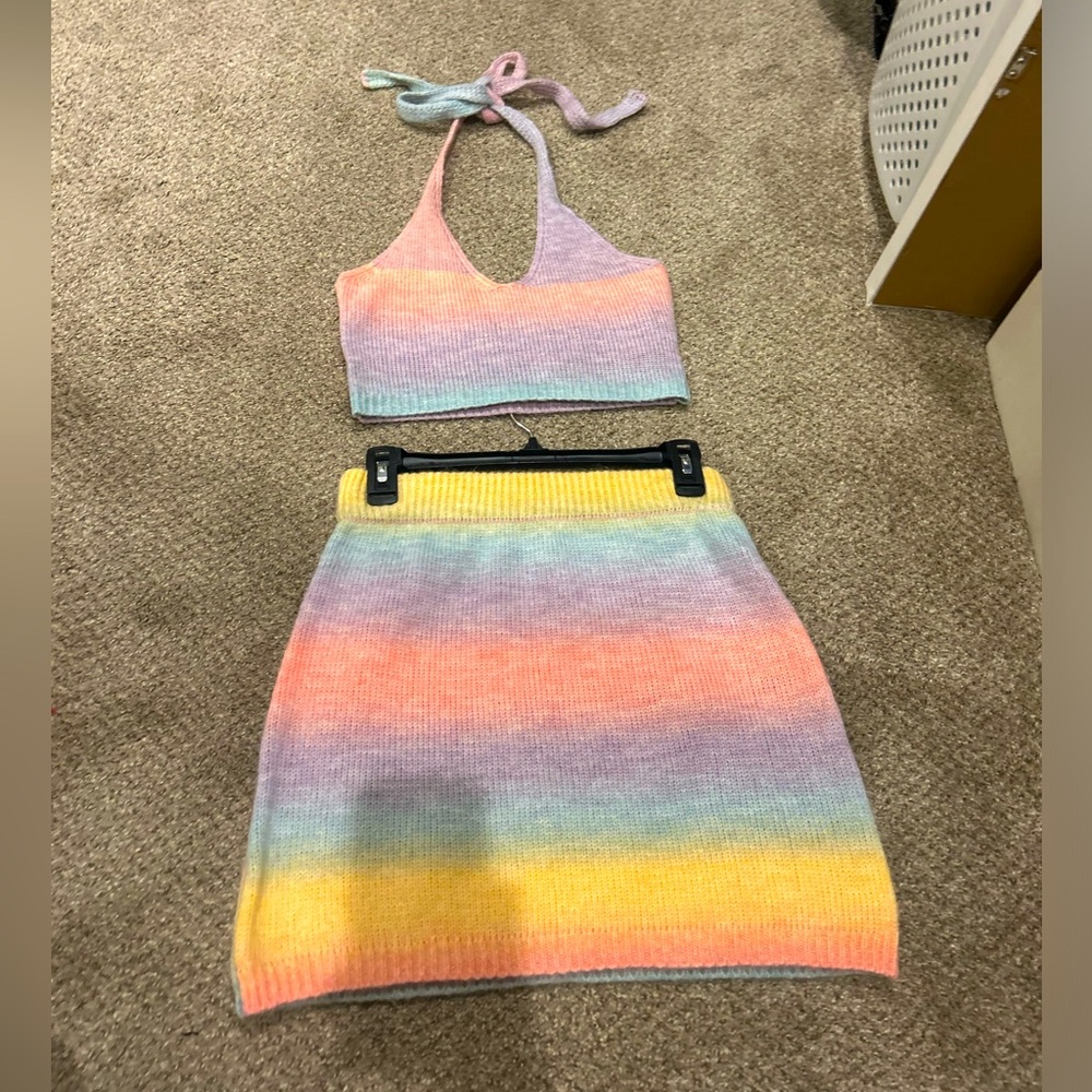 Knit rainbow pastel set!!